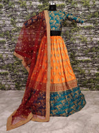 Tulsi Art Teal Green-Yellow Bridal Lehenga Choli With Dupatta | Grocsy