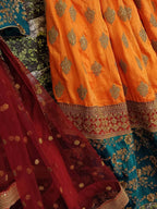 Tulsi Art Teal Green-Yellow Bridal Lehenga Choli With Dupatta | Grocsy
