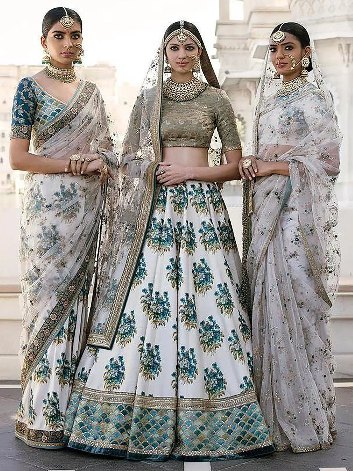 Tulsi Art Off-White Flower Print Silk Wedding Lehenga Choli | Grocsy