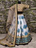 Tulsi Art Off-White Flower Print Silk Wedding Lehenga Choli | Grocsy
