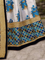 Tulsi Art Off-White Flower Print Silk Wedding Lehenga Choli | Grocsy