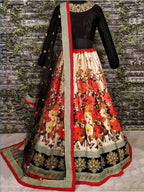Tulsi Art Multi-Color Floral Printed Silk Wedding Lehenga Choli With Dupatta | Grocsy