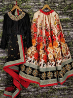 Tulsi Art Multi-Color Floral Printed Silk Wedding Lehenga Choli With Dupatta | Grocsy