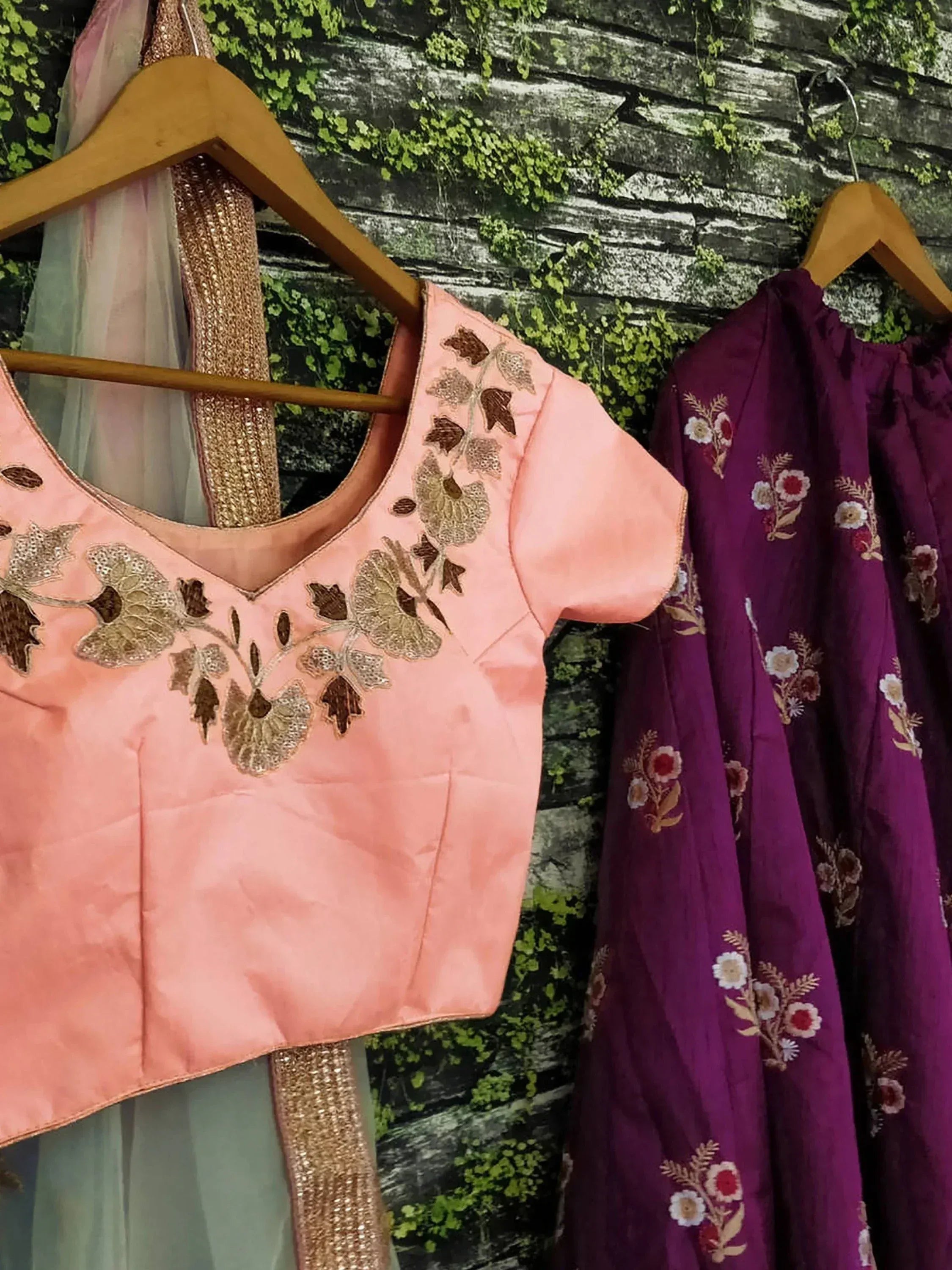 Tulsi Art Purple Dori Embroidered Silk Bridal Wedding Lehenga Choli | Grocsy