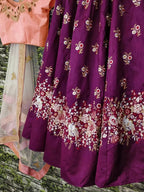 Tulsi Art Purple Dori Embroidered Silk Bridal Wedding Lehenga Choli | Grocsy
