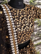 Tulsi Art Black Zari Embroidered Silk Bridal Lehenga Choli | Grocsy
