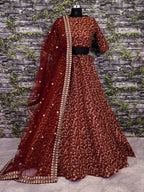 Tulsi Art Maroon Zari Embroidered Silk Bridal Lehenga Choli | Grocsy