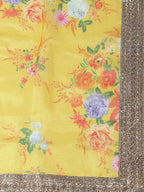 Tulsi Art Yellow Floral Digital Printed Organza Bridal Lehenga Choli | Grocsy