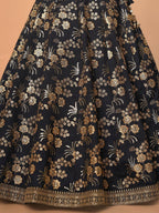 Tulsi Art Black Embroidery Thai Silk Bridal Lehenga Choli | Grocsy