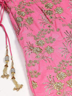 Tulsi Art Pink Embroidery Thai Silk Bridal Lehenga Choli | Grocsy