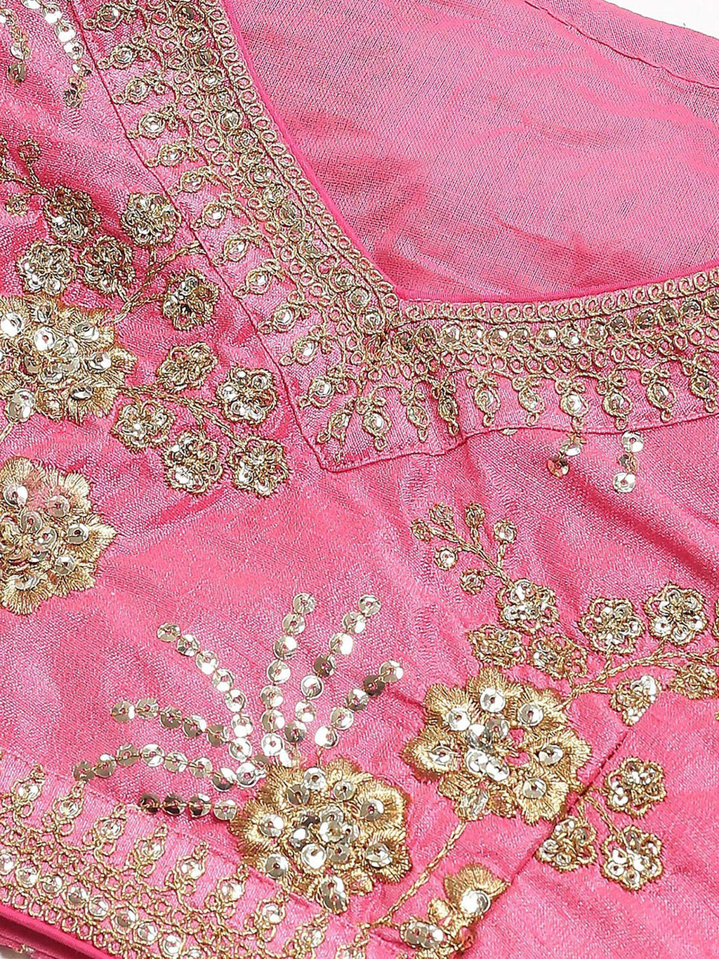 Tulsi Art Pink Embroidery Thai Silk Bridal Lehenga Choli | Grocsy