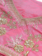 Tulsi Art Pink Embroidery Thai Silk Bridal Lehenga Choli | Grocsy