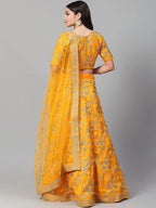 Tulsi Art Yellow Embroidery Thai Silk Bridal Lehenga Choli | Grocsy