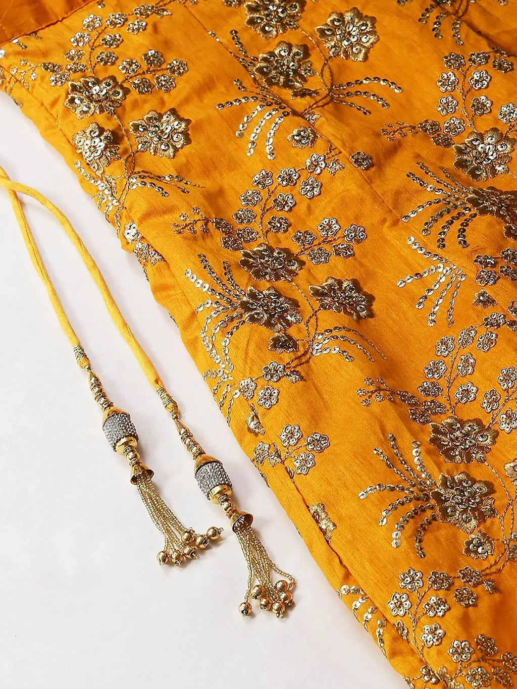 Tulsi Art Yellow Embroidery Thai Silk Bridal Lehenga Choli | Grocsy