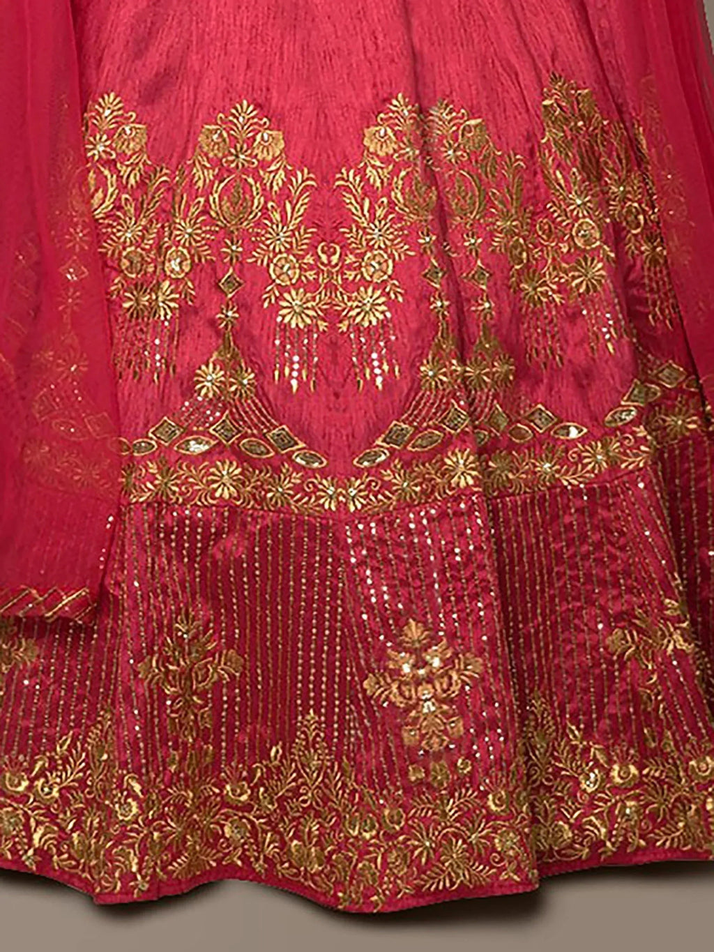 Tulsi Art Red Embroidery Silk Party Wear Lehenga Choli | Grocsy