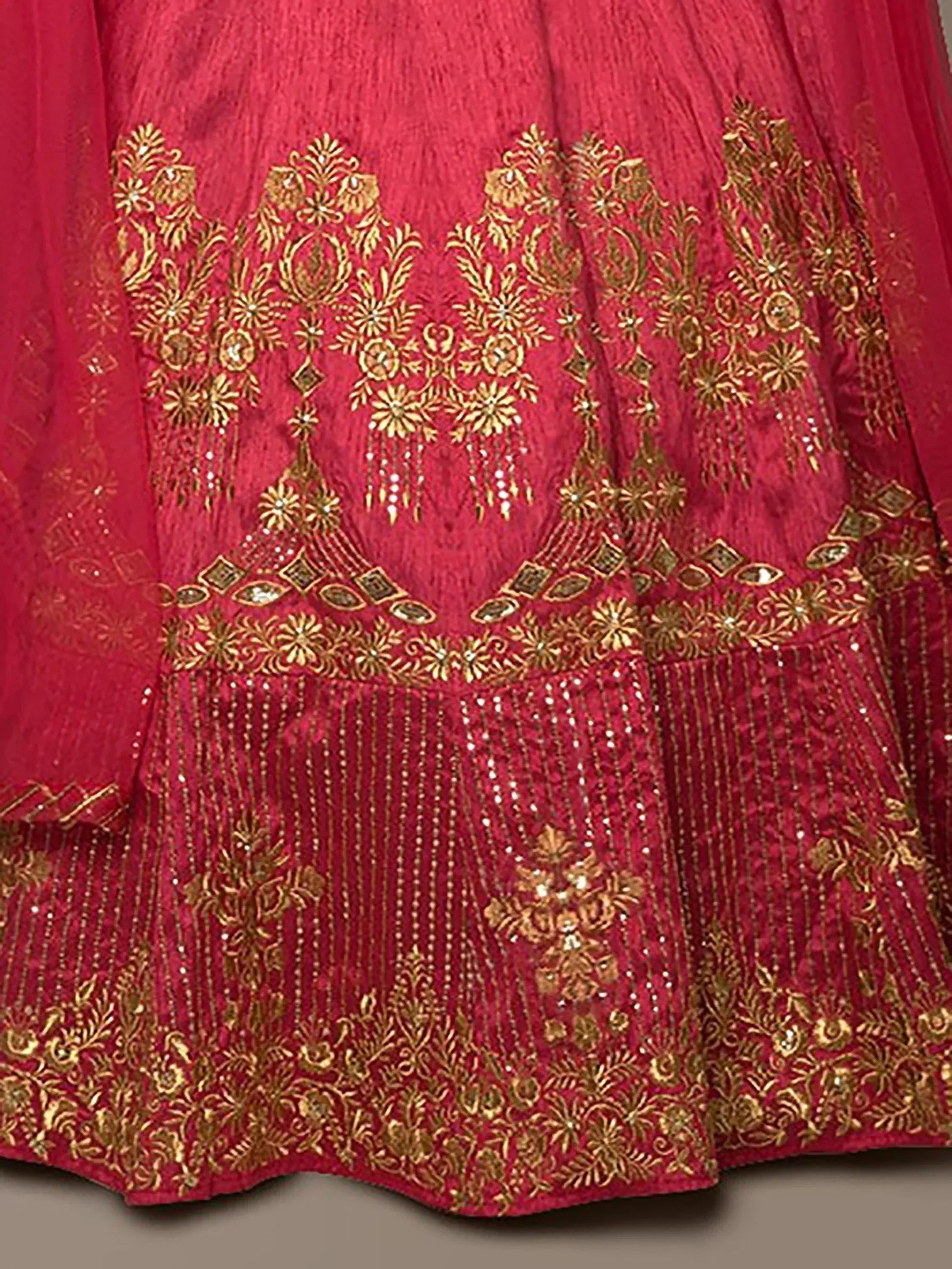 Tulsi Art Red Embroidery Silk Party Wear Lehenga Choli | Grocsy