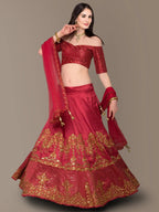 Tulsi Art Red Embroidery Silk Party Wear Lehenga Choli | Grocsy