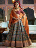 Tulsi Art Blue Heavy Embroidered Silk Wedding Lehenga Choli | Grocsy