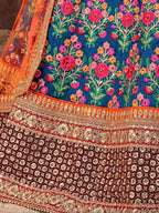 Tulsi Art Blue Heavy Embroidered Silk Wedding Lehenga Choli | Grocsy