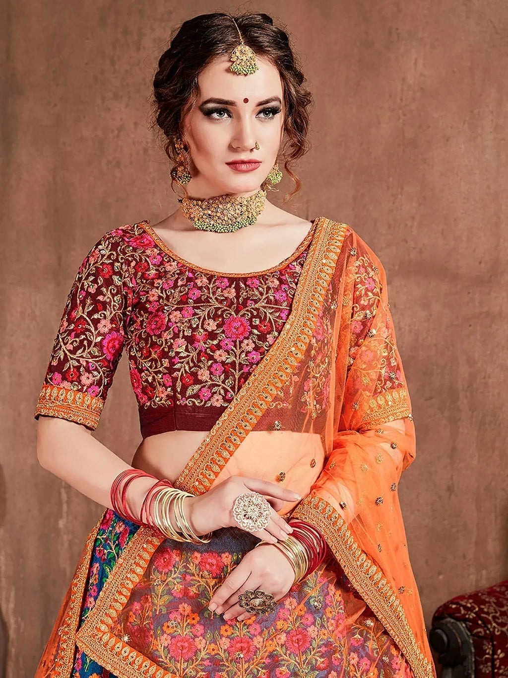 Tulsi Art Blue Heavy Embroidered Silk Wedding Lehenga Choli | Grocsy