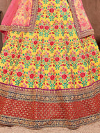 Tulsi Art Yellow Heavy Embroidered Silk Wedding Lehenga Choli | Grocsy