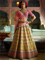 Tulsi Art Yellow Heavy Embroidered Silk Wedding Lehenga Choli | Grocsy