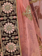 Tulsi Art Maroon Embroidered Pure Velvet Bridal Wedding Lehenga Choli For Women | Grocsy
