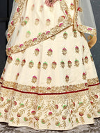 Tulsi Art Cream Embroidered Silk Bridal Lehenga Choli | Grocsy