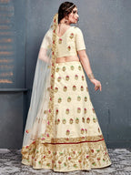 Tulsi Art Cream Embroidered Silk Bridal Lehenga Choli | Grocsy