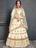 Tulsi Art Cream Embroidered Silk Bridal Lehenga Choli | Grocsy