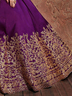 Tulsi Art Purple Sequins Silk Wedding Lehenga With Pastel Pink Choli And Dupatta | Grocsy