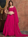 Tulsi Art Pink Sequins Georgette Wedding Lehenga Choli With Dupatta | Grocsy
