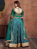 Tulsi Art Teal Green Sequins Art Silk Wedding Lehenga Choli With Dupatta | Grocsy
