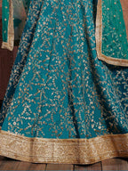 Tulsi Art Teal Green Sequins Art Silk Wedding Lehenga Choli With Dupatta | Grocsy