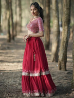 Tulsi Art Incredible Red Sequins Georgette Designer Lehenga Choli With Dupatta | Grocsy