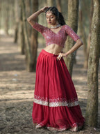 Tulsi Art Incredible Red Sequins Georgette Designer Lehenga Choli With Dupatta | Grocsy