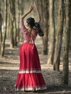 Tulsi Art Incredible Red Sequins Georgette Designer Lehenga Choli With Dupatta | Grocsy
