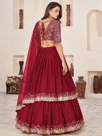 Tulsi Art Stunning Red Sequins Georgette Wedding Wear Lehenga Choli | Grocsy