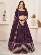 Tulsi Art Charming Purple Sequin Georgette Reception Wear Lehenga Choli | Grocsy