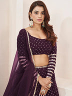 Tulsi Art Charming Purple Sequin Georgette Reception Wear Lehenga Choli | Grocsy