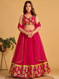 Tulsi Art Fabulous Pink Zari Embroidered Georgette Function Wear Lehenga Choli | Grocsy