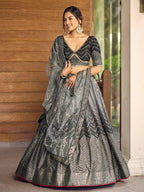 Tulsi Art Fabulous Black Sequins Chinon Reception Wear Lehenga Choli | Grocsy