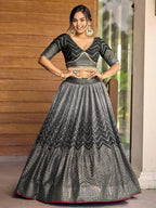 Tulsi Art Fabulous Black Sequins Chinon Reception Wear Lehenga Choli | Grocsy