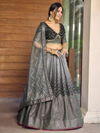 Tulsi Art Fabulous Black Sequins Chinon Reception Wear Lehenga Choli | Grocsy