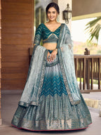 Tulsi Art Wonderful Blue Sequins Chinon Function Wear Lehenga Choli | Grocsy
