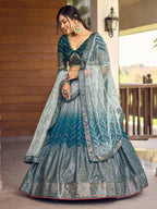 Tulsi Art Wonderful Blue Sequins Chinon Function Wear Lehenga Choli | Grocsy