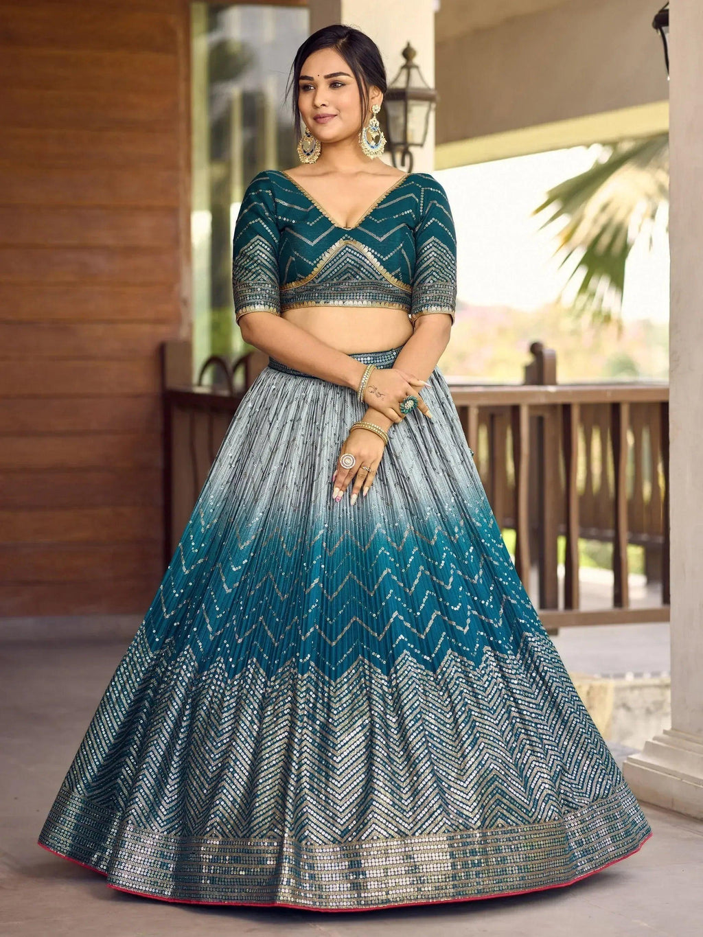 Tulsi Art Wonderful Blue Sequins Chinon Function Wear Lehenga Choli | Grocsy