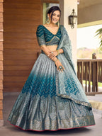 Tulsi Art Wonderful Blue Sequins Chinon Function Wear Lehenga Choli | Grocsy