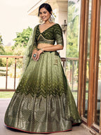Tulsi Art Awesome Green Sequins Chinon Mehendi Wear Lehenga Choli | Grocsy