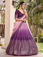 Tulsi Art Amazing Purple Sequins Chinon Function Wear Lehenga Choli | Grocsy